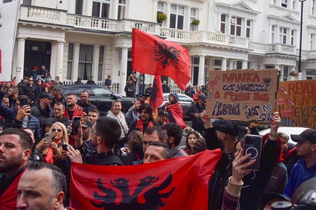 Great Britain, Protest in front of the Embassy of Albania in London