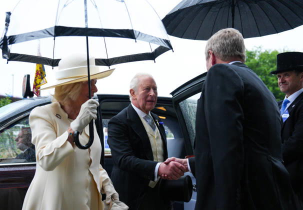 Royals, King Charles and Queen Camilla visit Epsom