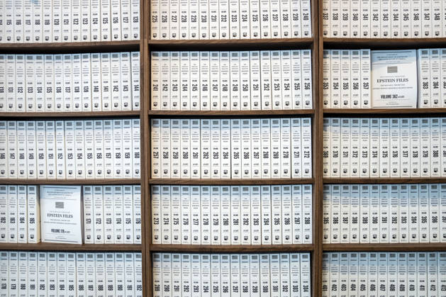 USA, Washington, pop-up exhibition "Trump and Epstein Memorial Reading Room