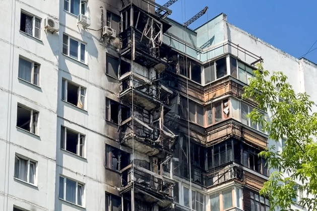 Russia, fire in high-rise building in Moscow