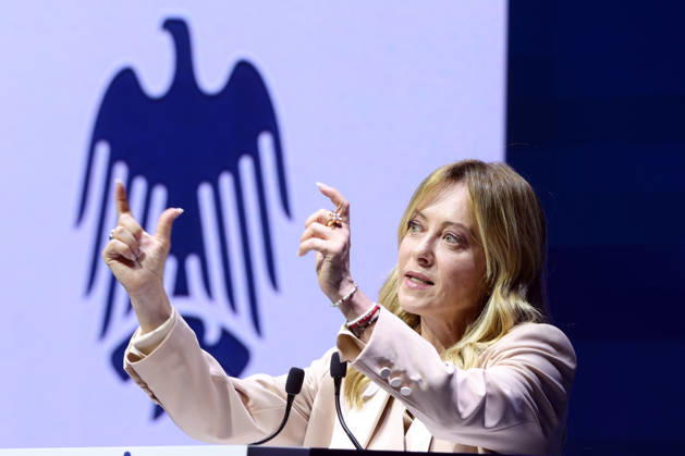 Italy, Giorgia Melonie speaks during a business association meeting in Rome