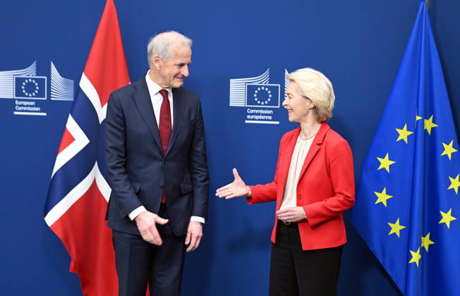 Brüssel, Ursula von der Leyen trifft Norwegens Premier Jonas Gahr Store