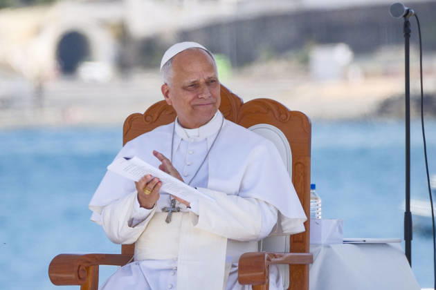 Spain, Pope Leo XIV meeting with migrants at the dock of Arguineguin, Gran Canaria