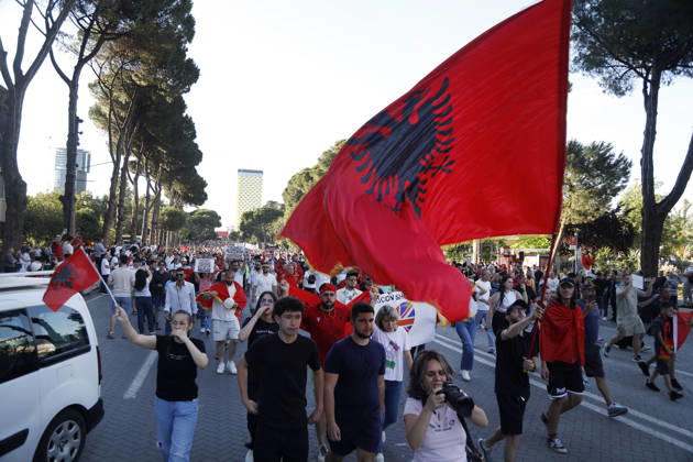 Albania, protests against Trump's son-in-law Jared Kushner's construction project in Tirana