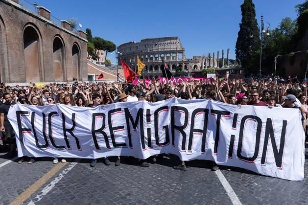 Italy, anti-fascist demonstration against remigration in Rome