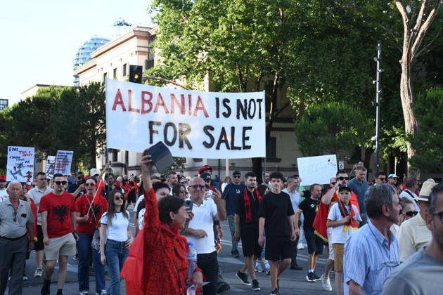 Albania, protests against Trump's son-in-law Jared Kushner's construction project in Tirana