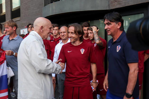 John Malkovich visits the Croatian national football team in Alexandria, USA