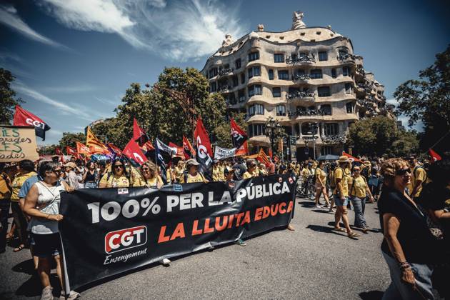 Spain, protest in the education system in Barcelona