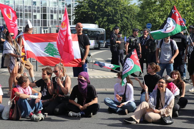 Eurosatory arms fair in Villepinte near Paris, sit-in blockade due to participation of Israeli defence companies