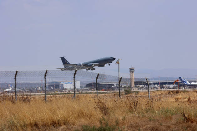 Israeli and US refuelling aircraft at Ben Gurion Airport in Tel Aviv