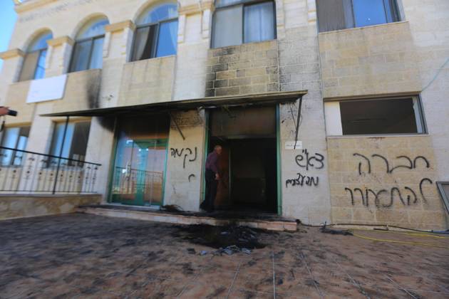 Middle East conflict, West Bank, damage following an arson attack on a Palestinian settlement in Ramallah