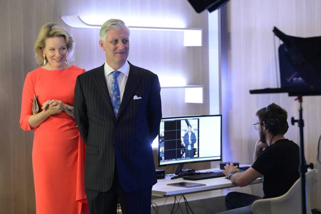 Royals, Belgium: King Philippe and Queen Mathilde visit the RTBF headquarters in Evere