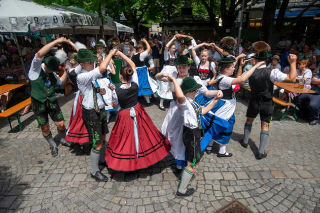 Munich, Brass Band and Traditional Costume Festival at the Viktualienmarkt
