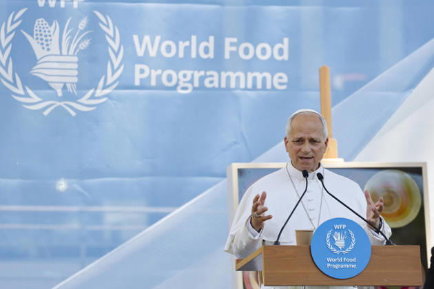 Italien, Papst Leo XIV besucht den Sitz des World Food Programme WFP in Rom