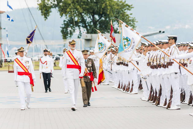 Royals: King Felipe of Spain attends the swearing-in ceremony for new naval officers in Marin