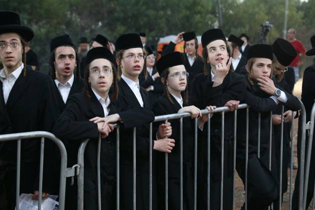 Israel: Ultra-Orthodox Jews protest against compulsory military service in Beit Lid, Kfar Yona