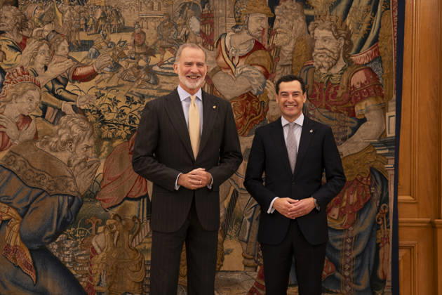 Royals: King Felipe of Spain meets Juan Manuel Moreno Bonilla in Madrid
