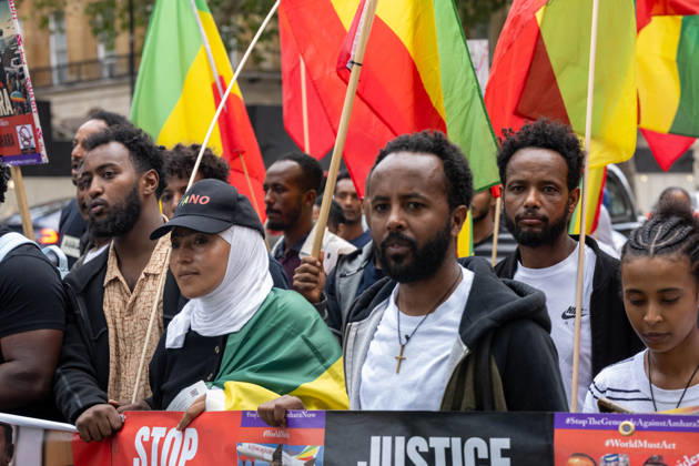 London, Demonstration gegen an den Amhara verübten Genozid in Äthiopen