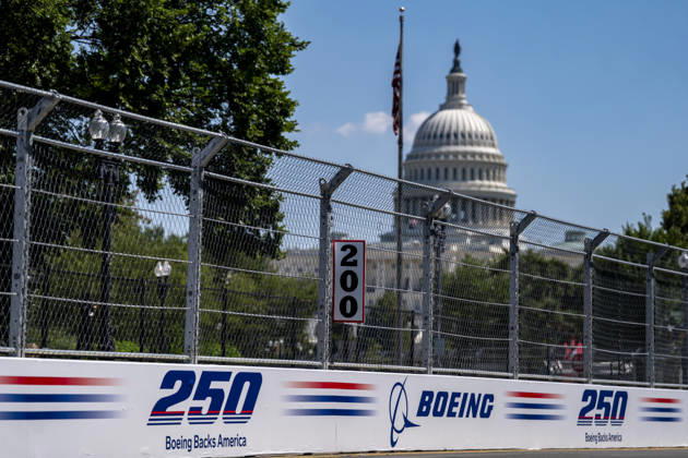 USA, Vorbereitungen für IndyCar-Rennen auf der National Mall in Washington DC
