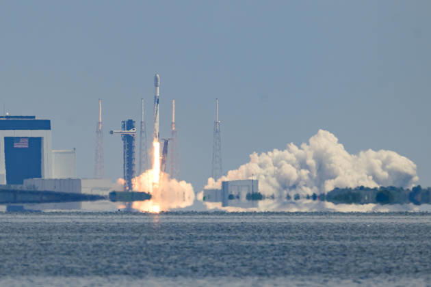 USA: Launch of a SpaceX Falcon 9 rocket from Cape Canaveral in Florida