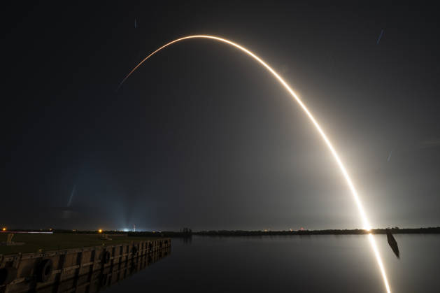 USA: Launch of a SpaceX Falcon 9 rocket from Cape Canaveral in Florida
