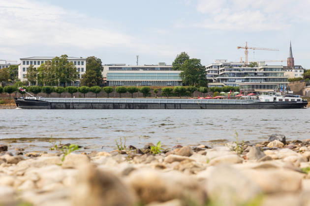 North Rhine-Westphalia: Low water levels on the Rhine near Bonn