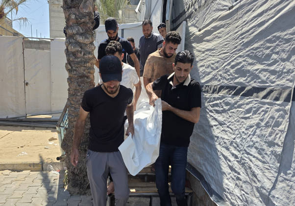 Middle East conflict, Gaza: Funeral service for three members of the Abdeen family in Khan Yunis