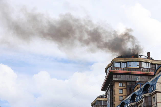 Russia, Fire in a building in St Petersburg