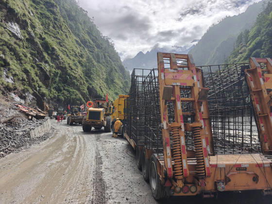 China: Rescue operations following a mudslide in the Gyirong region