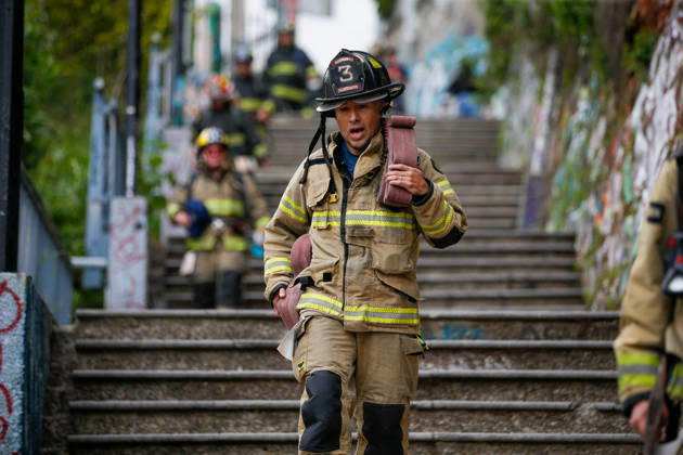 Chile, Feuerwehrwettkampf Cerro Arriba in Valparaiso