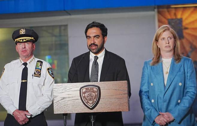 USA, Fatal knife attack in Times Square, New York, press conference with Zohran Mamdani