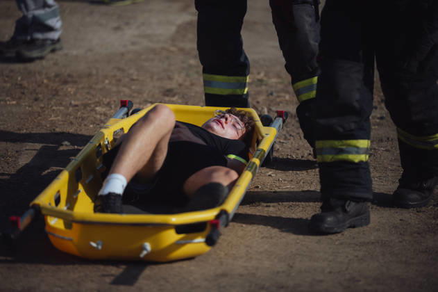 Slovakia, civil protection exercise following a simulated drone attack, Velké Kapušany