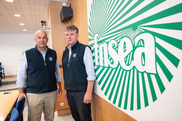 Frankreich, FNSEA-Pressekonferenz mit Herve Lapie und Arnaud Rousseau, Paris