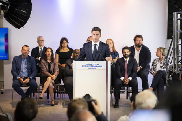 Frankreich, Gabriel Attal stellt Wahlkampfteam in Paris vor