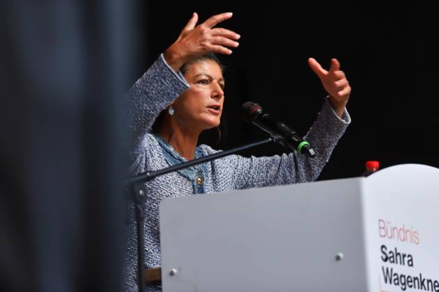 Saxony-Anhalt: BSW election campaign event ahead of the state election, featuring Sahra Wagenknecht in Halle an der Saale