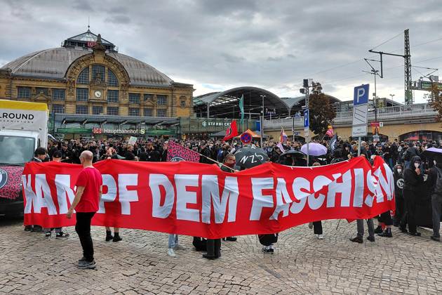 Saxony-Anhalt, demonstration against the far right in Halle an der Saale