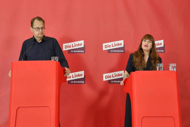 Berlin, Die Linke press conference with Heidi Reichinnek and Sören Pellmann