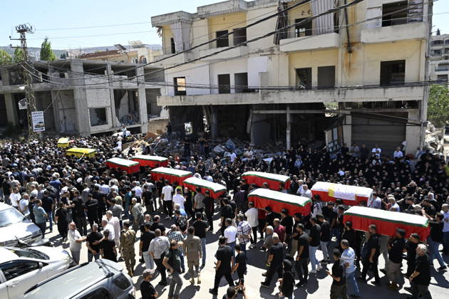 War in the Middle East, Lebanon, mass funeral in Nabatäa