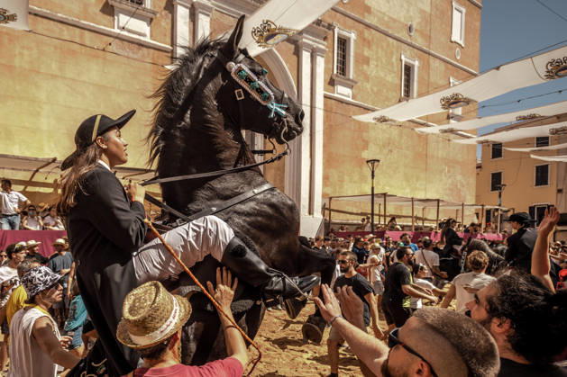 Spain, Traditional jaleo during the Gracia Festival in Mahón