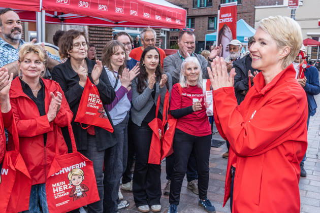 Mecklenburg-Vorpommern, SPD-Wahlkampf mit Manuela Schwesig in Schwerin