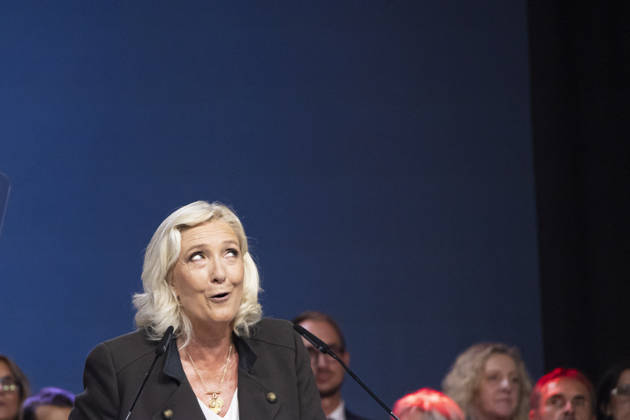 Frankreich, Marine Le Pen hält eine Rede zum Auftakt ihrer Wahlkampfsaison in Henin-Beaumont