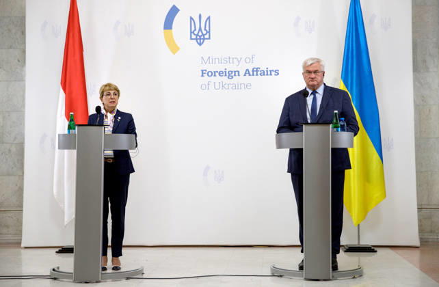Ukraine, Andrij Sybiha trifft Isabelle Berro-Amadei in Kiew