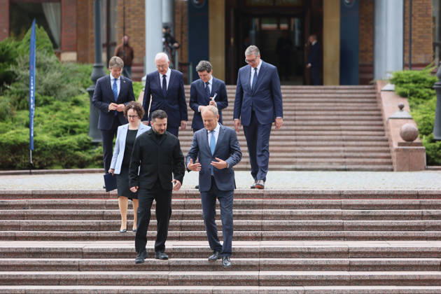Ukraine, Carpathian Eight-Gipfel mit Wolodymyr Selenskyj, Donald Tusk und europäischen Partnern in Iwano-Frankiwsk