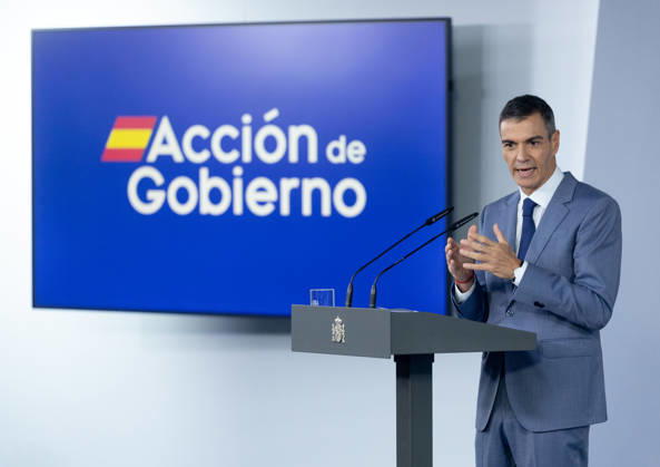 Spanien, Pedro Sanchez Pressekonferenz in Madrid