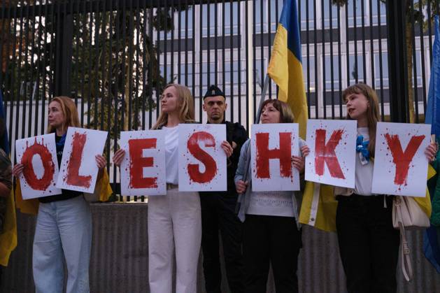Polen, Ukrainische Diaspora demonstriert vor der US-Botschaft in Warschau