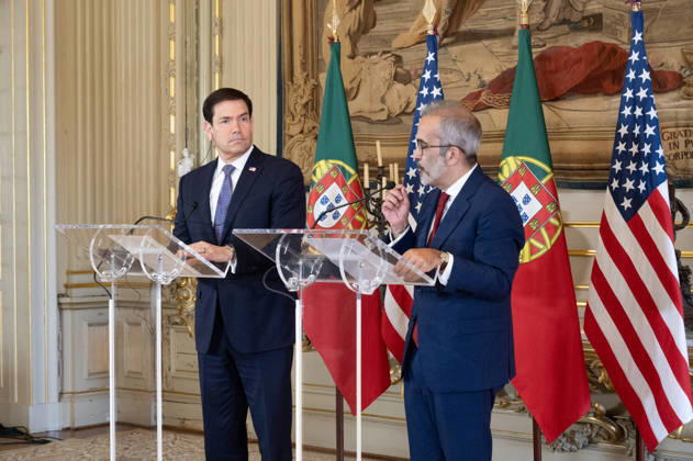 Portugal, Marco Rubio nach bilateralen Gesprächen bei Pressetermin mit Paulo Rangel in Lissabon