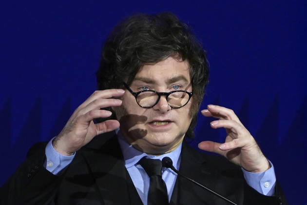 USA, Javier Milei hält eine Rede vor der US-Handelskammer in Washington DC