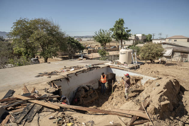 Mexico: Clean-up operations following Tropical Storm Rachel in Ensenada