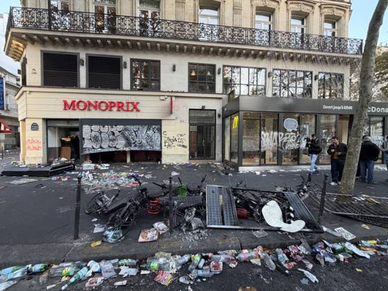 France: Damage following violent protests in Paris