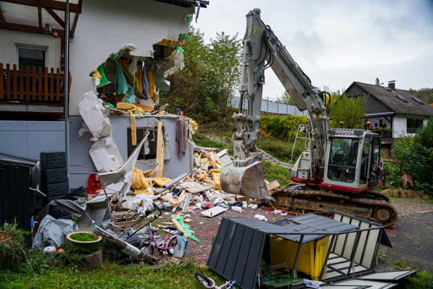 Hesse: House damaged by an excavator in Mörlenbach-Bonsweiher